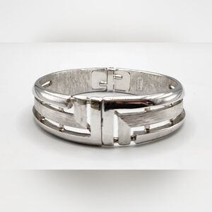Vintage Crown Trifari Silver Tone bangle bracelet Clamper